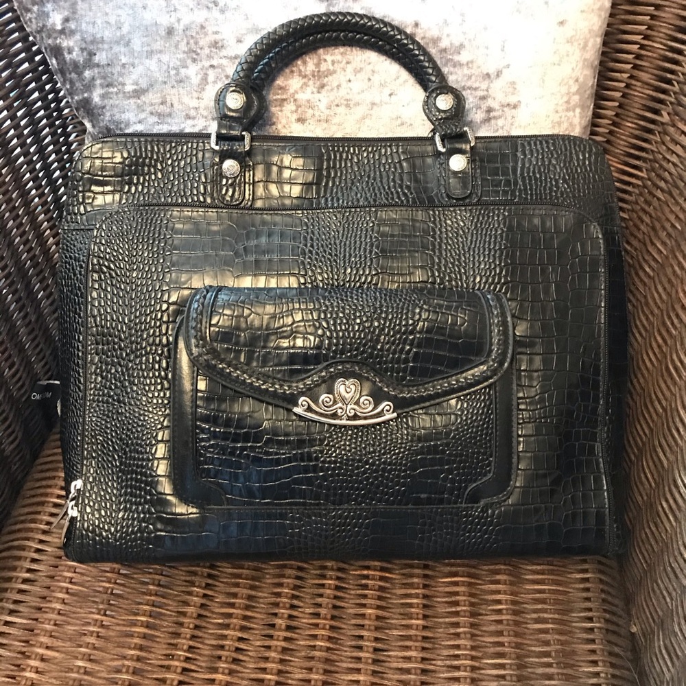 Marc Chantal M.C. black croc embossed attaché case/laptop bag.